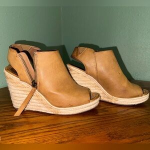 Tan Wedge Leather Sandals